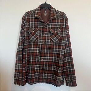 Kuhl Men’s Dillingr Flannel Redwood Plaid Button Down Long Sleeve Shirt size XL
